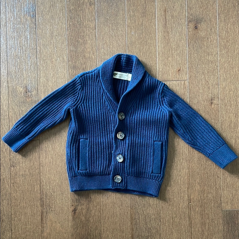 NWT Monica + Andy - Blue Classic Collegiate Cardigan Sweater - 12-18M